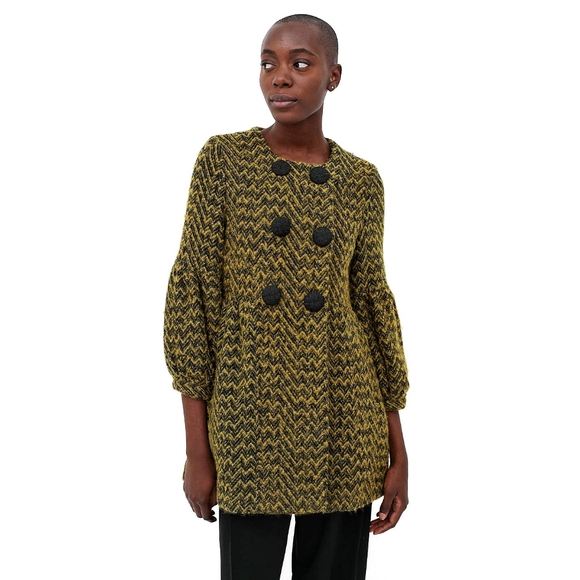Marni Chevron Chartreuse Wool Puff Sleeve Jacket Coat - Picture 16 of 16